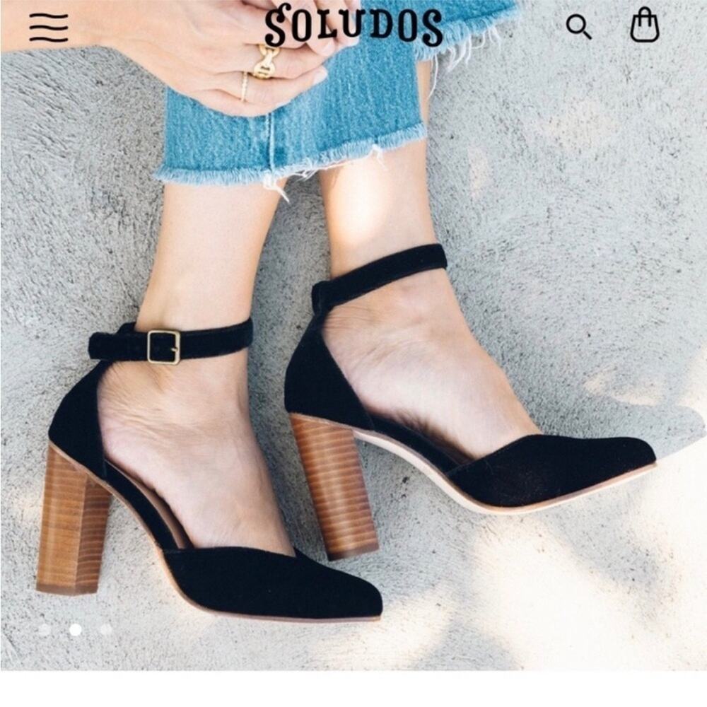 Soludos Collette Velvet Block Heels Pumps shoes size 10